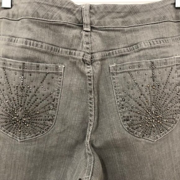 Chico's Platinum Gray Boot Cut Jeans w/ Studded Pockets - Picture 4 of 5